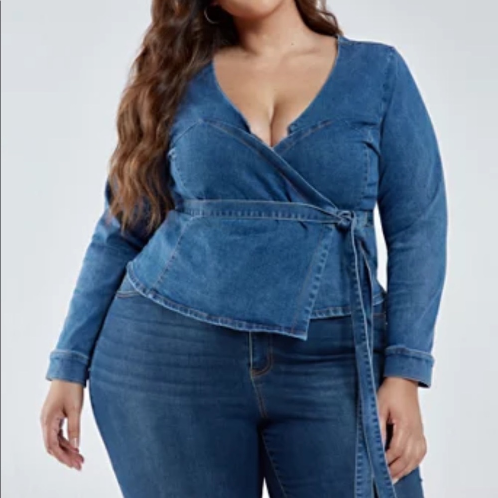 Denim peplum top